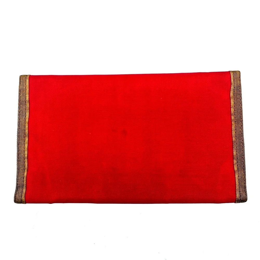 Levis Vintage Red Nylon Trifold Checkbook Wallet Hook Loop Closure